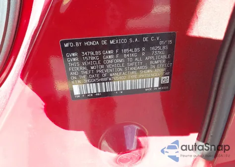 2015 Honda Fit Ex/Ex-L из США, поврежденный, VIN 3HGGK5H88FM765402